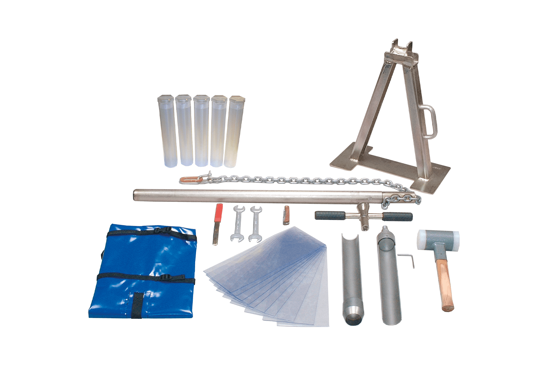 Split tube sampler set for surface sampling, conical screw